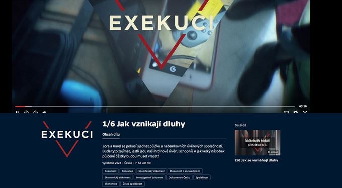 Pořad V EXEKUCI na obrazovkách České televize 